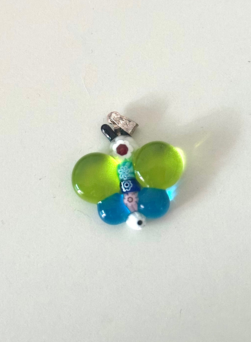 Butterfly glass 925silver pendant