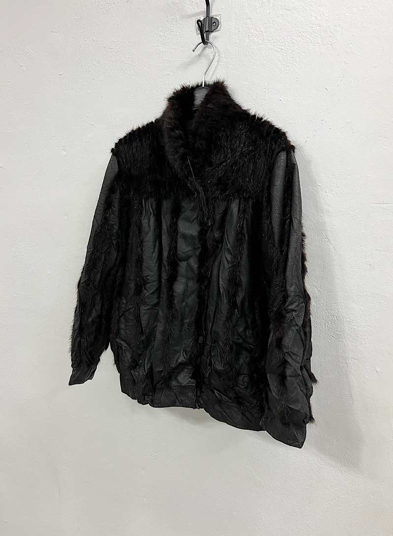 mink + leather jacket