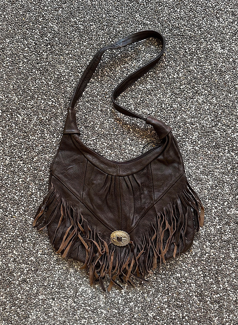 western fringe leather bag
