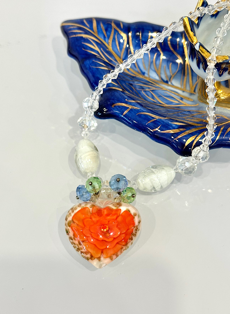 Heart Art Glass Necklace