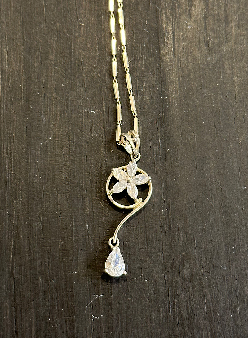 Cubic flower 925silver necklace
