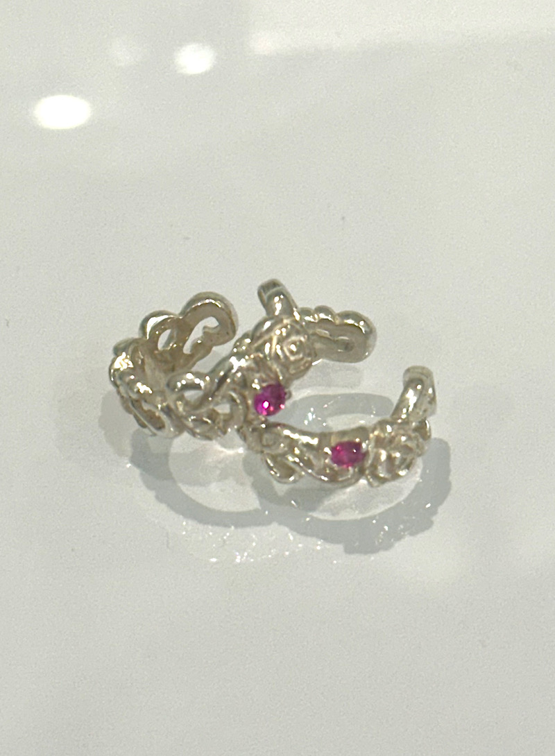 Pink spinel 925silver earcuff