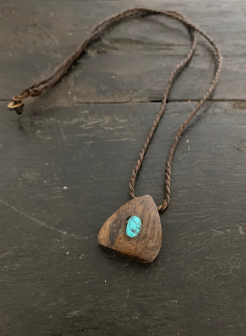 Turquoise wood necklace