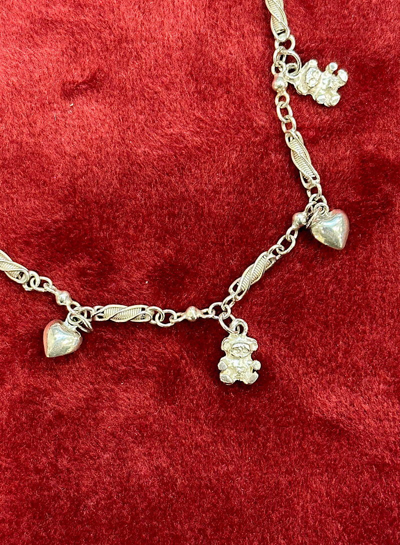 Teddybear heart 925silver bracelet